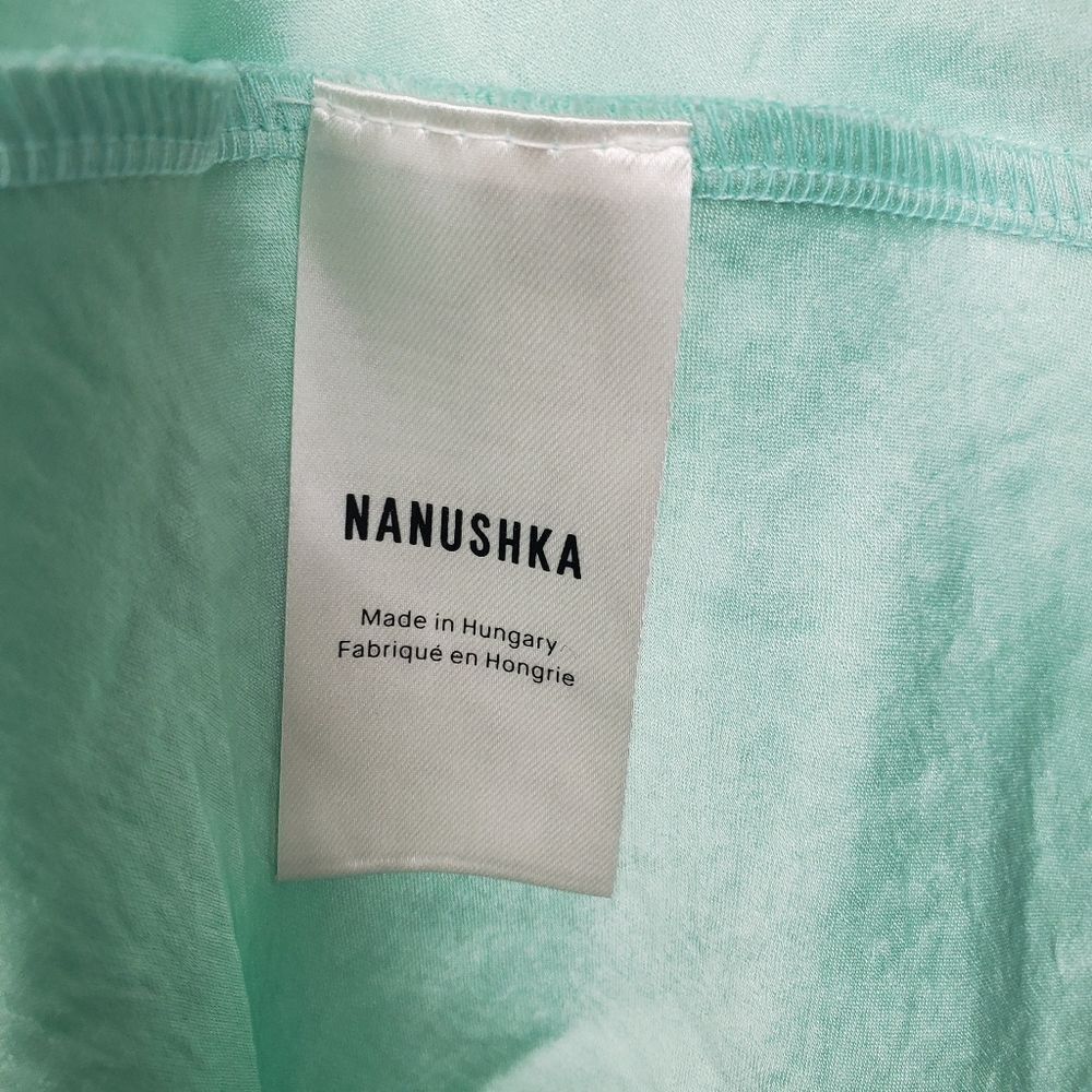 NANUSHKA Zarina Mint Washed Satin High Waist Circle Slip On Skirt Stretchy Waist - Picture 5 of 8